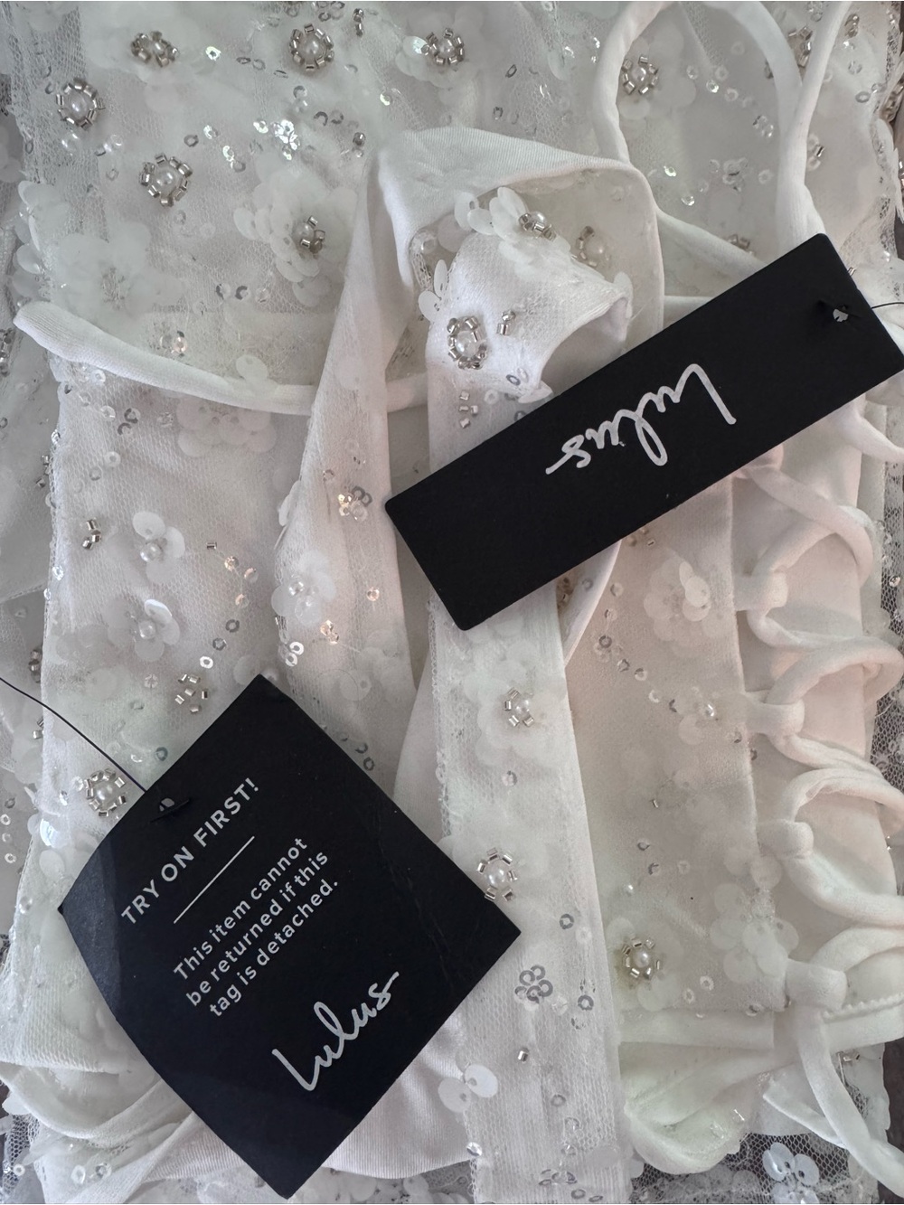 NEW “Lulu's” Dazzling Forever White Sequin Beaded Bodycon Mini (Wedding) Dress - Picture 5 of 8